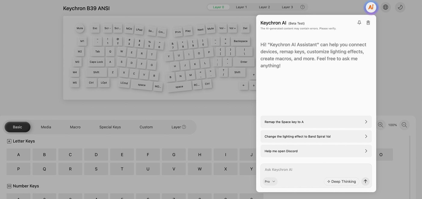 Keychron Launcher AI 어시스턴트 화면