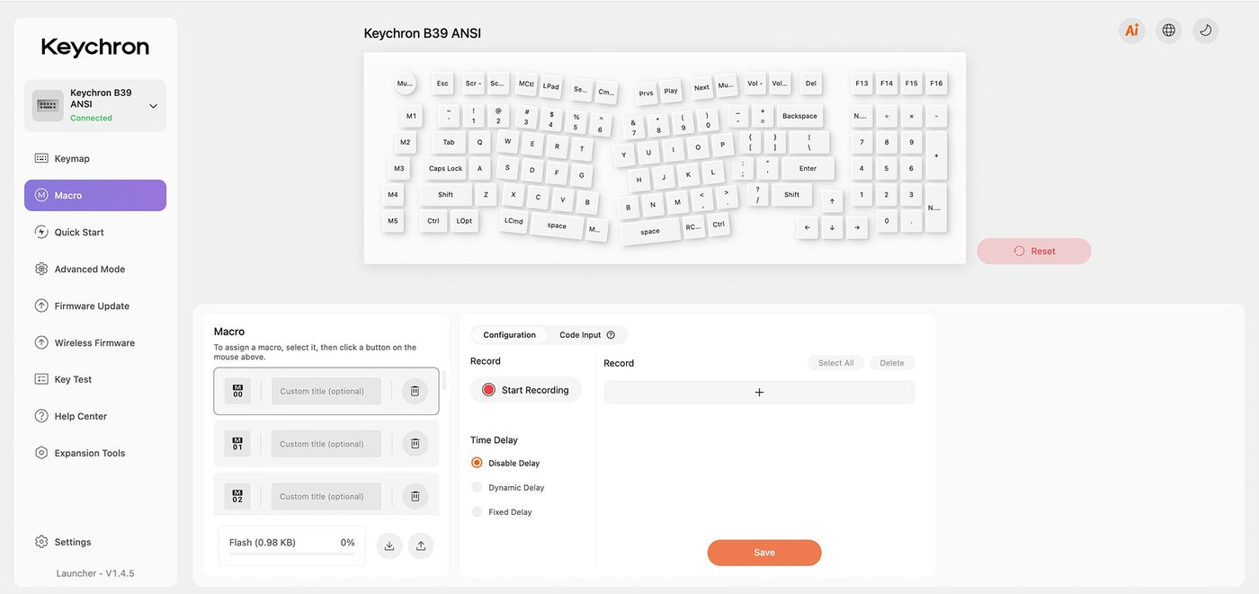 Keychron Launcher 매크로 녹화 화면