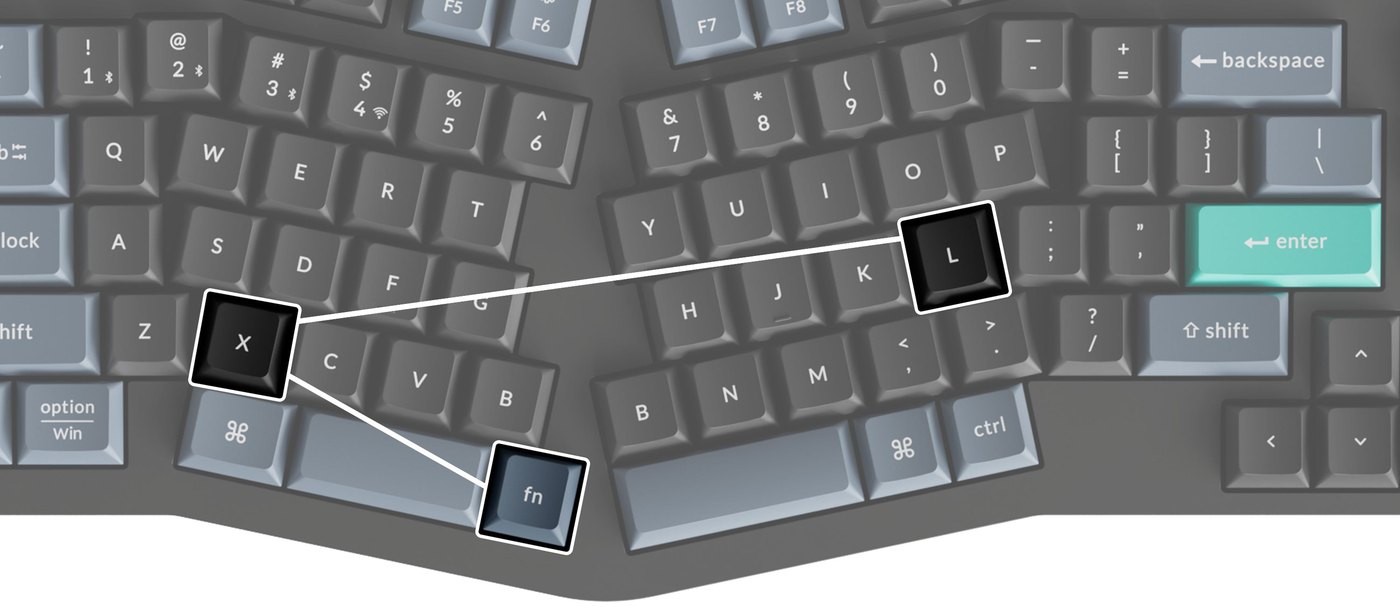 Keychron B39 Fn + X + L 단축키 위치