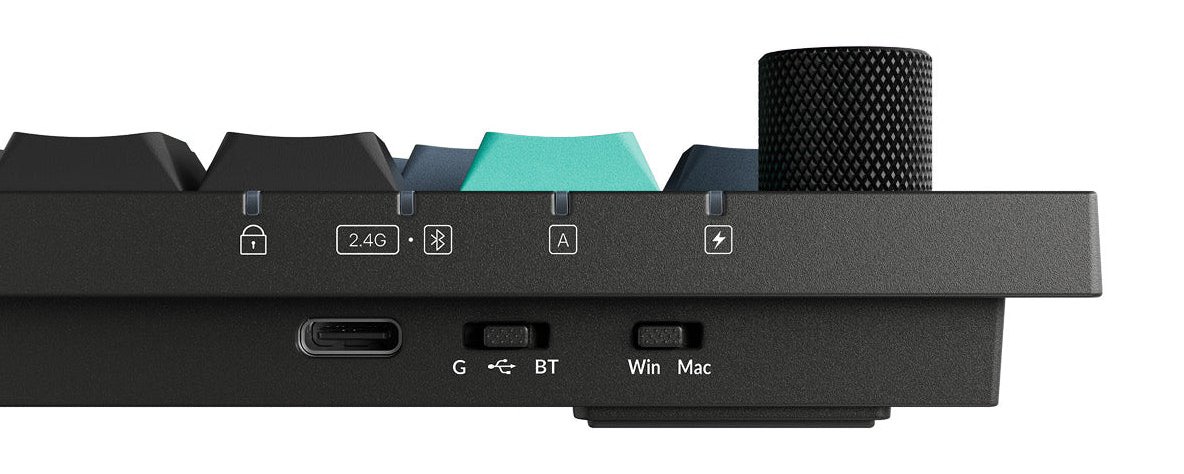 Keychron B39 뒷면 — USB-C 포트, G/USB/BT · Win/Mac 토글 스위치