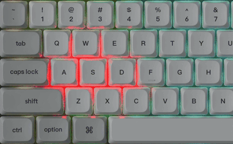 Keychron J9 Mix RGB — 두 구역에 다른 효과가 걸린 백라이트