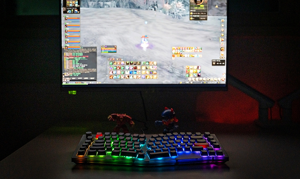 인체공학 디자인 앨리스 배열 커스텀 기계식 키보드 키크론 V10 C1 Knob 갈축