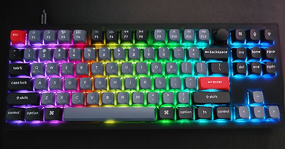 반투명 프레임 키크론 V3 Knob 저소음 적축 유선 기계식 키보드